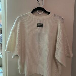 Daily Drills Cream Single Button Sweater